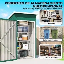 Caseta de Jardín Exterior Metálico 0,74 m² 107,5x91x185 cm con Techo Inclinado Puerta con Cerradura Ventilacione... - Ogal.Es