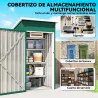 Caseta de Jardín Exterior Metálico 0,74 m² 107,5x91x185 cm con Techo Inclinado Puerta con Cerradura Ventilacione... - Ogal.Es