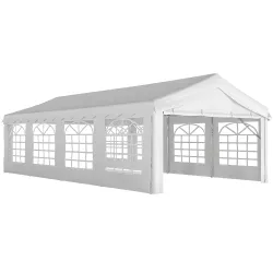 Carpa para Fiestas 4x8 m Carpa de Jardín con Paredes Extraíbles Puerta y Ventanas UPF50+ para Boda Camping Blanco - Ogal.Es