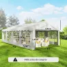 Carpa para Fiestas 4x8 m Carpa de Jardín con Paredes Extraíbles Puerta y Ventanas UPF50+ para Boda Camping Blanco - Ogal.Es
