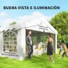 Carpa para Fiestas 4x8 m Carpa de Jardín con Paredes Extraíbles Puerta y Ventanas UPF50+ para Boda Camping Blanco - Ogal.Es