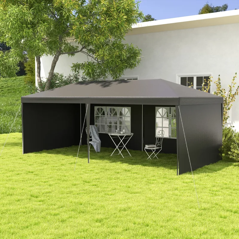 Carpa de Jardín 6x3m con 4 Paredes Laterales 2 Ventanas Visibles Cenador Gazebo de Exterior para Fiestas Eventos... - Ogal.Es