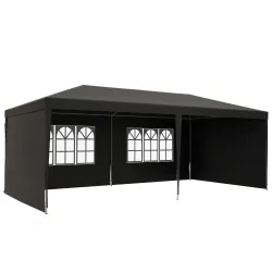 Carpa de Jardín 6x3m con 4 Paredes Laterales 2 Ventanas Visibles Cenador Gazebo de Exterior para Fiestas Eventos... - Ogal.Es