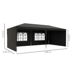 Carpa de Jardín 6x3m con 4 Paredes Laterales 2 Ventanas Visibles Cenador Gazebo de Exterior para Fiestas Eventos... - Ogal.Es