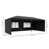 Carpa de Jardín 6x3m con 4 Paredes Laterales 2 Ventanas Visibles Cenador Gazebo de Exterior para Fiestas Eventos... - Ogal.Es