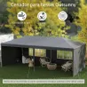 Carpa de Jardín 6x3m con 4 Paredes Laterales 2 Ventanas Visibles Cenador Gazebo de Exterior para Fiestas Eventos... - Ogal.Es