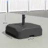 Base para Sombrilla con Ruedas Asa Telescópica para Postes Ø38 mm Ø48 mm Rellenable de Arena 72 kg o Agua 45 Litros - Ogal.Es