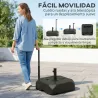 Base para Sombrilla con Ruedas Asa Telescópica para Postes Ø38 mm Ø48 mm Rellenable de Arena 72 kg o Agua 45 Litros - Ogal.Es
