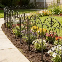 Set de 4 Vallas de Jardín Metálicas 125x56 cm con Diseño Arqueado Resistente Fácil de Instalar para Patio Césped... - Ogal.Es