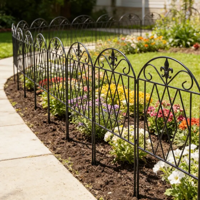 Set de 4 Vallas de Jardín Metálicas 125x56 cm con Diseño Arqueado Resistente Fácil de Instalar para Patio Césped... - Ogal.Es