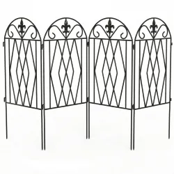 Set de 4 Vallas de Jardín Metálicas 125x56 cm con Diseño Arqueado Resistente Fácil de Instalar para Patio Césped... - Ogal.Es