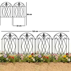 Set de 4 Vallas de Jardín Metálicas 125x56 cm con Diseño Arqueado Resistente Fácil de Instalar para Patio Césped... - Ogal.Es