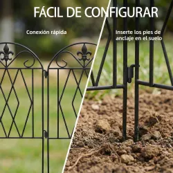 Set de 4 Vallas de Jardín Metálicas 125x56 cm con Diseño Arqueado Resistente Fácil de Instalar para Patio Césped... - Ogal.Es