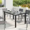 Mesa de Comedor de Jardín para 6 Personas con Superficie de Listones Estructura de Acero 140x90x74 cm Gris - Ogal.Es