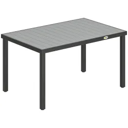 Mesa de Comedor de Jardín para 6 Personas con Superficie de Listones Estructura de Acero 140x90x74 cm Gris - Ogal.Es