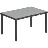 Mesa de Comedor de Jardín para 6 Personas con Superficie de Listones Estructura de Acero 140x90x74 cm Gris - Ogal.Es