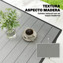 Mesa de Comedor de Jardín para 6 Personas con Superficie de Listones Estructura de Acero 140x90x74 cm Gris - Ogal.Es
