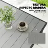 Mesa de Comedor de Jardín para 6 Personas con Superficie de Listones Estructura de Acero 140x90x74 cm Gris - Ogal.Es