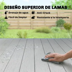 Mesa de Comedor de Jardín para 6 Personas con Superficie de Listones Estructura de Acero 140x90x74 cm Gris - Ogal.Es