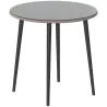 Mesa de Comedor de Jardín con Tablero de Vidrio Templado con Borde de Ratán Estructura de Acero 80x80x74 cm Gris - Ogal.Es