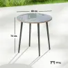 Mesa de Comedor de Jardín con Tablero de Vidrio Templado con Borde de Ratán Estructura de Acero 80x80x74 cm Gris - Ogal.Es