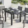 Mesa de Comedor Exterior Extensible 80/160 cm para 4-6 Personas Mesa de Jardín Rectangular para Terraza Negro - Ogal.Es