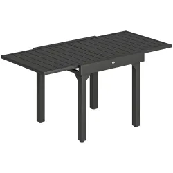 Mesa de Comedor Exterior Extensible 80/160 cm para 4-6 Personas Mesa de Jardín Rectangular para Terraza Negro - Ogal.Es