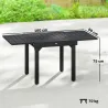 Mesa de Comedor Exterior Extensible 80/160 cm para 4-6 Personas Mesa de Jardín Rectangular para Terraza Negro - Ogal.Es