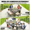 Mesa de Comedor Exterior Extensible 80/160 cm para 4-6 Personas Mesa de Jardín Rectangular para Terraza Negro - Ogal.Es