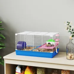 Jaula para Hámster Casa para Roedores con Rueda de Ejercicio Cuenco Bebedero Casita Rampas para Jerbos 47x30x27 ... - Ogal.Es