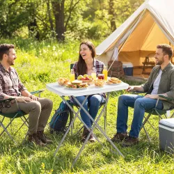 Mesa Plegable Camping Portátil con Altura Ajustable en 5 Niveles Encimera de HDPE y Marco Metálico 75x50x73,5 cm... - Ogal.Es