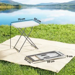 Mesa Plegable Camping Portátil con Altura Ajustable en 5 Niveles Encimera de HDPE y Marco Metálico 75x50x73,5 cm... - Ogal.Es