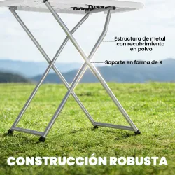Mesa Plegable Camping Portátil con Altura Ajustable en 5 Niveles Encimera de HDPE y Marco Metálico 75x50x73,5 cm... - Ogal.Es