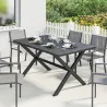 Mesa de Comedor de Jardín para 6 Personas con Superficie de HDPE de Listones Estructura Metálica 150x90x74 cm Negro - Ogal.Es