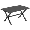 Mesa de Comedor de Jardín para 6 Personas con Superficie de HDPE de Listones Estructura Metálica 150x90x74 cm Negro - Ogal.Es