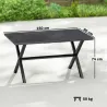 Mesa de Comedor de Jardín para 6 Personas con Superficie de HDPE de Listones Estructura Metálica 150x90x74 cm Negro - Ogal.Es
