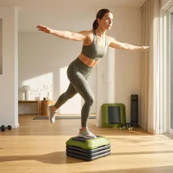 Step para Fitness Stepper Antideslizante con Altura Ajustable de 10/15/20/25/30 cm Carga 150 kg Verde - Ogal.Es