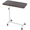 Mesa Auxiliar con Ruedas para Sofá y Cama Altura Ajustable y Marco de Acero 77x40x76-100 cm Nogal Oscuro - Ogal.Es