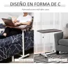 Mesa Auxiliar con Ruedas para Sofá y Cama Altura Ajustable y Marco de Acero 77x40x76-100 cm Nogal Oscuro - Ogal.Es