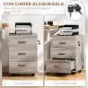 Cajonera de Escritorio con 3 Cajones Ruedas Cerradura 2 Llaves Archivador Móvil para Estudio Salón 40x40x61,5 cm... - Ogal.Es