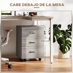 Cajonera de Escritorio con 3 Cajones Ruedas Cerradura 2 Llaves Archivador Móvil para Estudio Salón 40x40x61,5 cm... - Ogal.Es