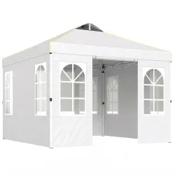 Carpa Plegable 3x3 m Pop-up con UPF50+ 4 Laterales Desmontables Altura Ajustable y Bolsa de Transporte Blanco - Ogal.Es