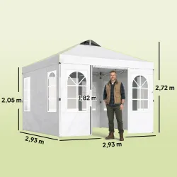 Carpa Plegable 3x3 m Pop-up con UPF50+ 4 Laterales Desmontables Altura Ajustable y Bolsa de Transporte Blanco - Ogal.Es