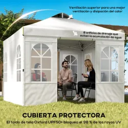 Carpa Plegable 3x3 m Pop-up con UPF50+ 4 Laterales Desmontables Altura Ajustable y Bolsa de Transporte Blanco - Ogal.Es