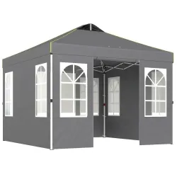 Carpa Plegable 3x3 m Pop-up con UPF50+ 4 Laterales Desmontables Altura Ajustable y Bolsa de Transporte Gris Oscuro - Ogal.Es