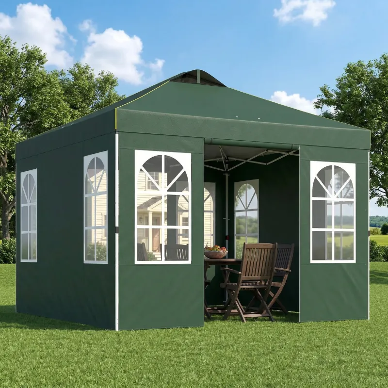 Carpa Plegable 3x3 m Pop-up con UPF50+ 4 Laterales Desmontables Altura Ajustable y Bolsa de Transporte Verde - Ogal.Es
