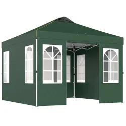Carpa Plegable 3x3 m Pop-up con UPF50+ 4 Laterales Desmontables Altura Ajustable y Bolsa de Transporte Verde - Ogal.Es