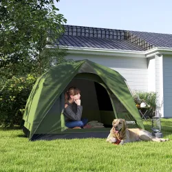 Tienda de Camping para 4 Personas Impermeable Fácil Instalación y Bolsa de Transporte Incluida 200x200x135 cm Verde - Ogal.Es