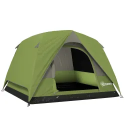 Tienda de Camping para 4 Personas Impermeable Fácil Instalación y Bolsa de Transporte Incluida 200x200x135 cm Verde - Ogal.Es