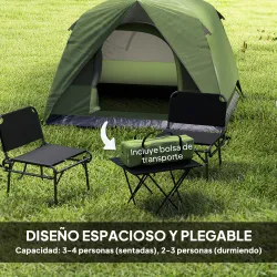 Tienda de Camping para 4 Personas Impermeable Fácil Instalación y Bolsa de Transporte Incluida 200x200x135 cm Verde - Ogal.Es